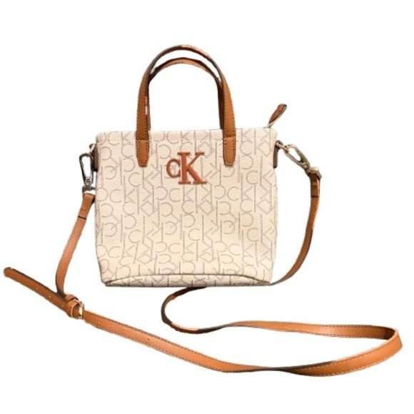 Calvin Klein Handbags - Calvin Klein‎ CK Signature Mini Top Handle Crossbody Bag Cream Zipper Closure